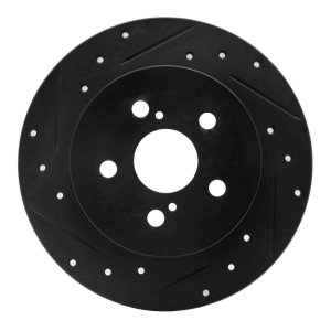 Lexus CT200H Brake Rotor (1) - Rear Left - R1 Concepts - Drilled & Slotted - Black - `09-`24